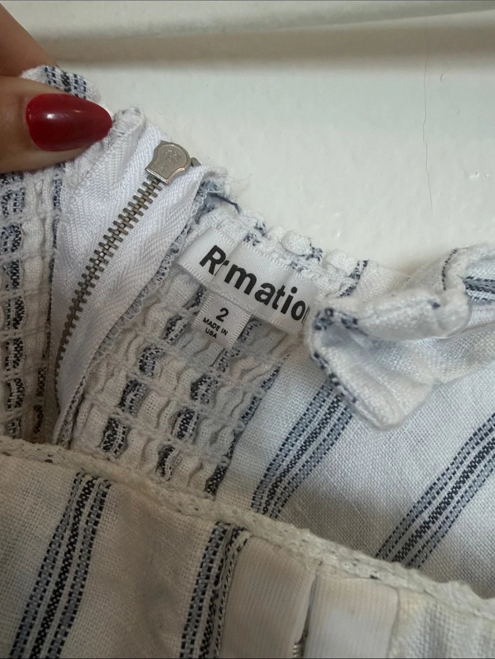 Reformation tagliatelle Blue & White Striped Midi Sundress linen size 2 - Picture 2 of 10